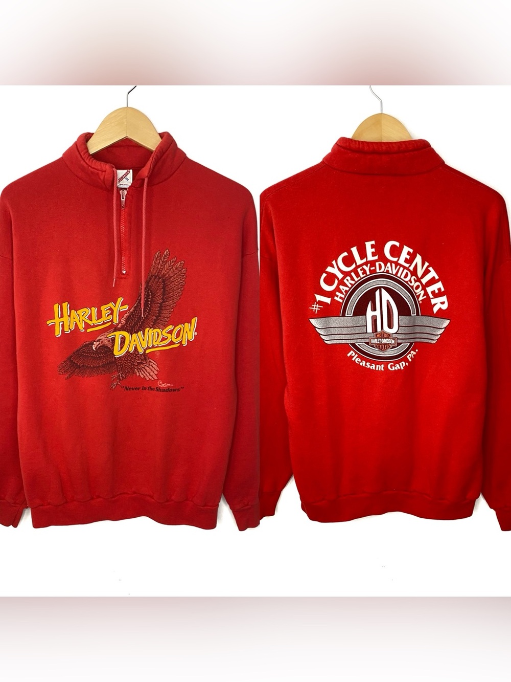 Vintage 1986 Harley Davidson Motorcycles Double Sided 1/4 Zip Fleece Sweatshirt